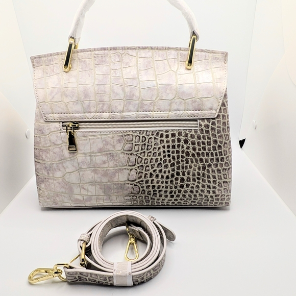 NWT🤍 Verano Hill Versailles Beige And Cream Crocodile Embossed Textured Handbag - Picture 4 of 6